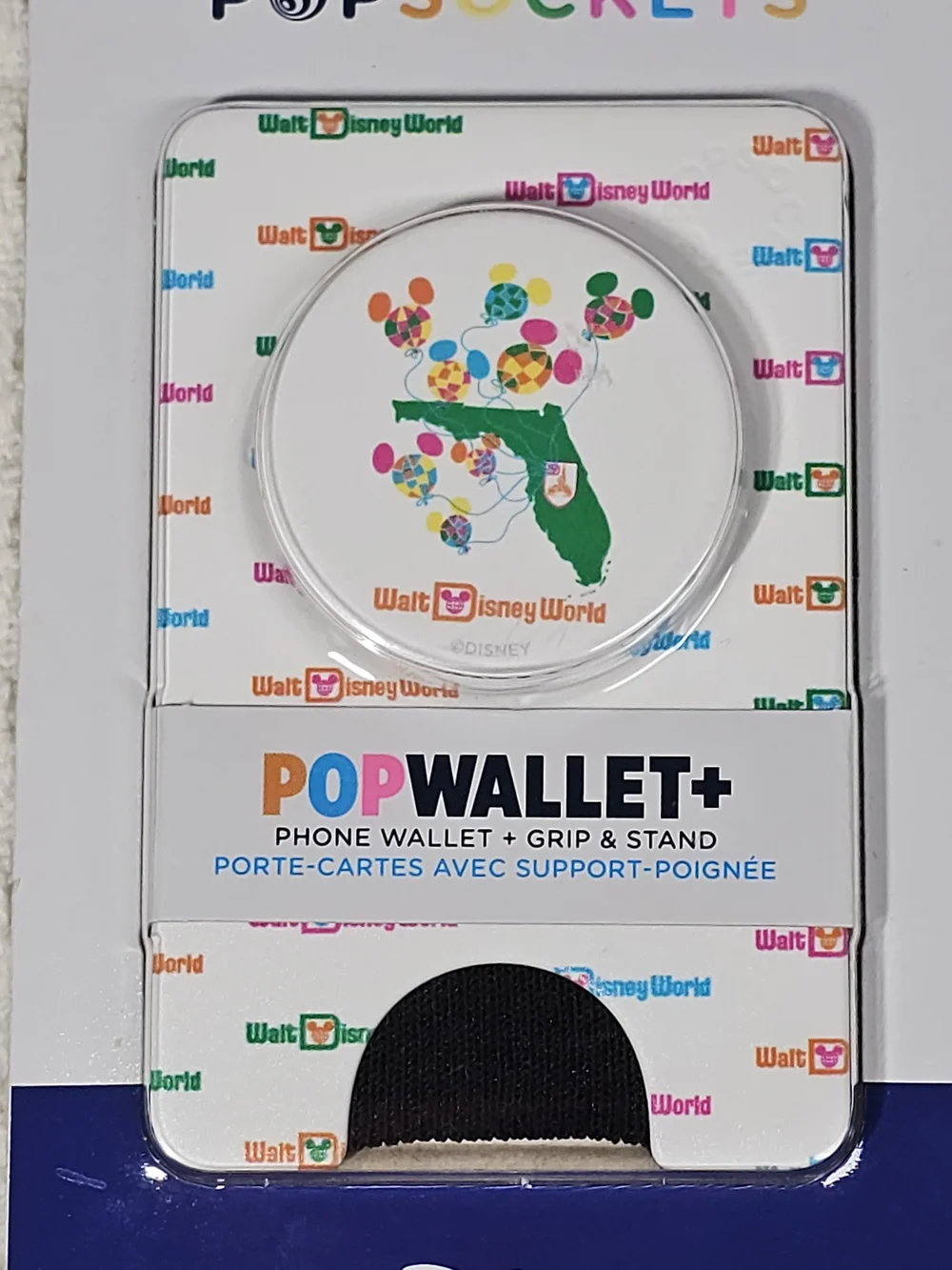 Disney PopWallet+ Phone Wallet & Grip - White with Multicolor Map Balloons